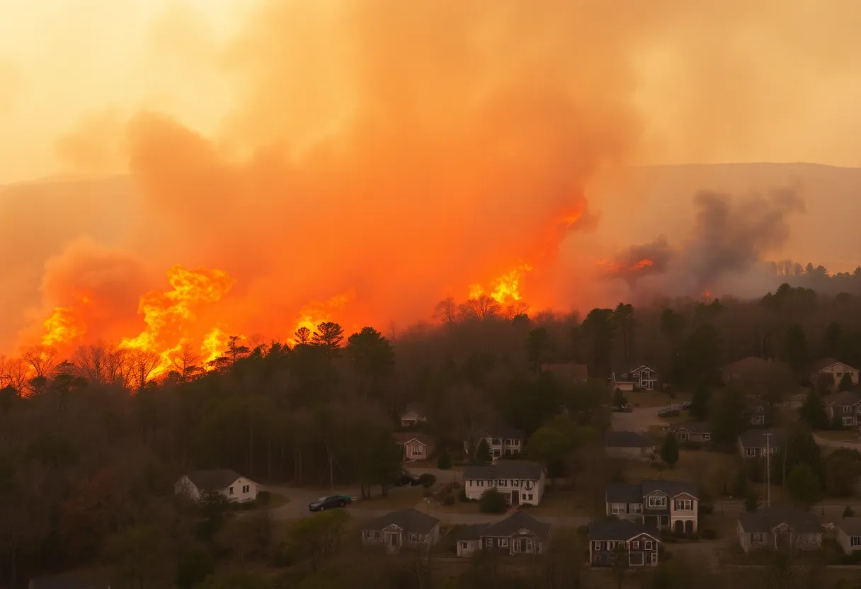 Firefighters combat a wild blaze near Myrtle Beach
