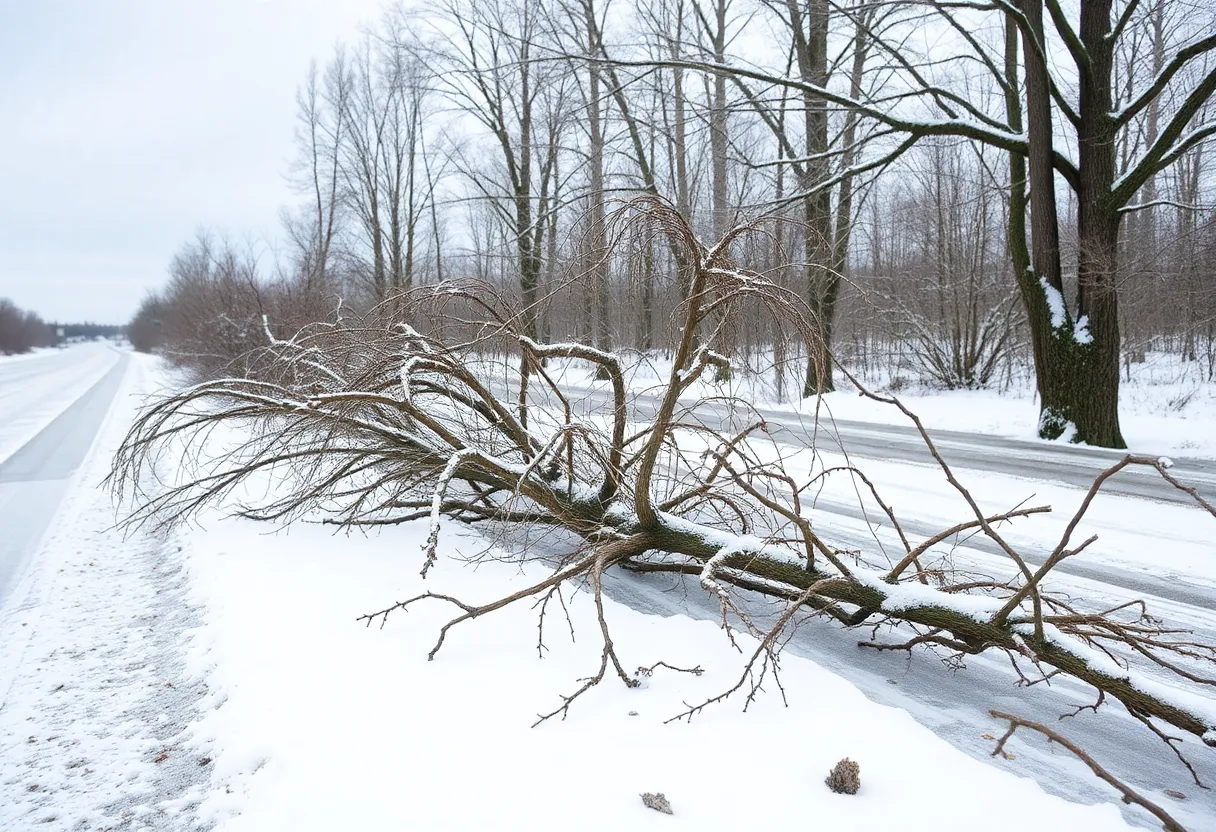 Winter landscape in Ontario after ice storm