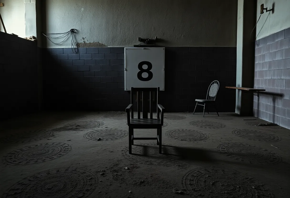 Execution chamber with a somber atmosphere