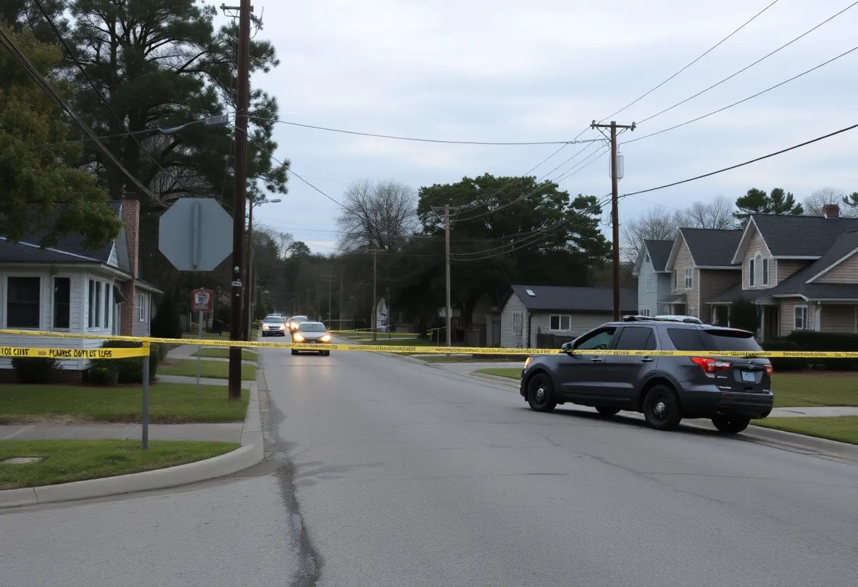 Police investigation scene in Anderson County