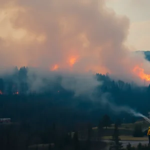 Firefighters battling a wildfire in Carolina
