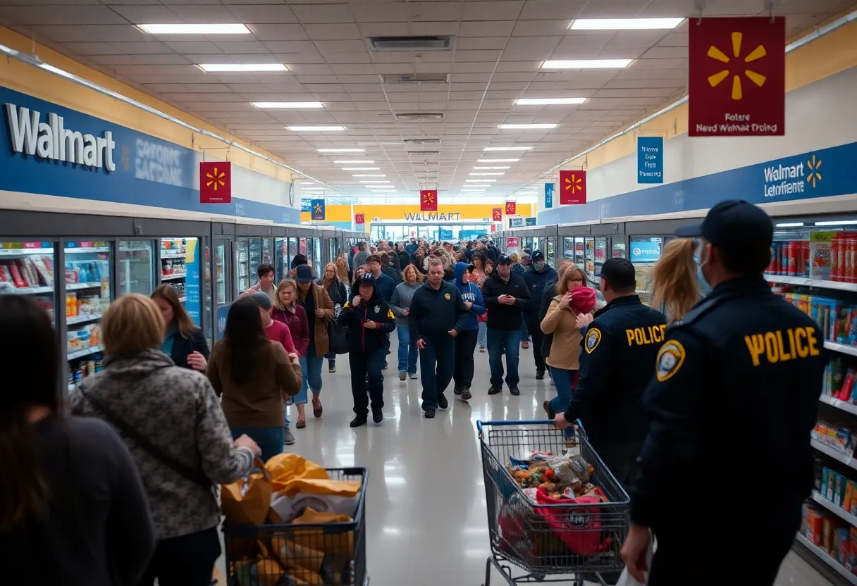 Image depicting chaos at a Walmart store in Lancaster, South Carolina.