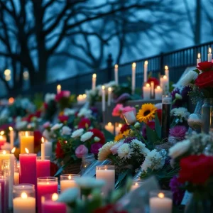 Memorial candles and flowers in Chesterfield County