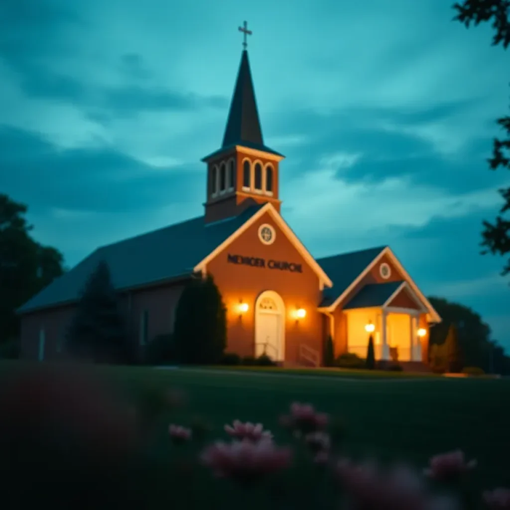 Serene landscape of a church for remembering Lois Hughes Davis