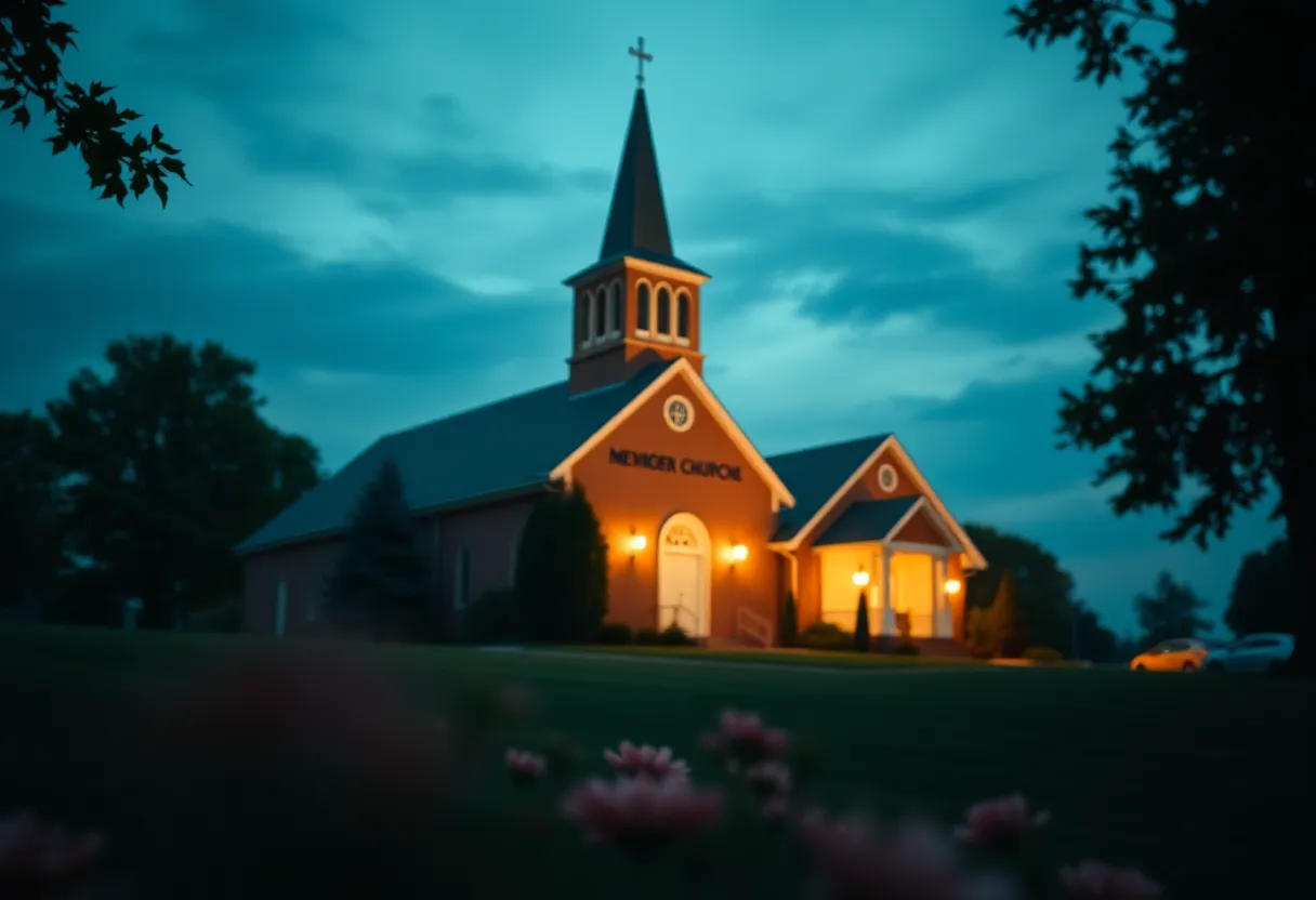 Serene landscape of a church for remembering Lois Hughes Davis