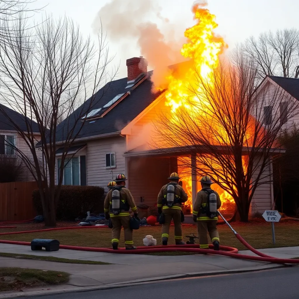Emergency responders fighting a house fire in Greenwood early morning