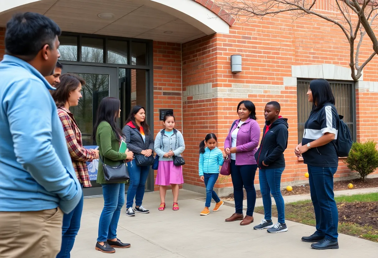 Parents discussing safety outside a Florence school