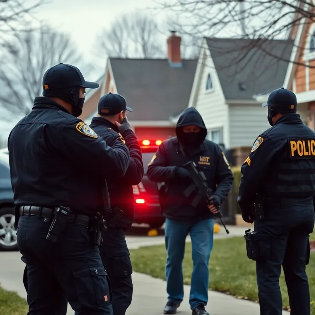 Law enforcement officers conducting a drug bust in Gaffney, SC.
