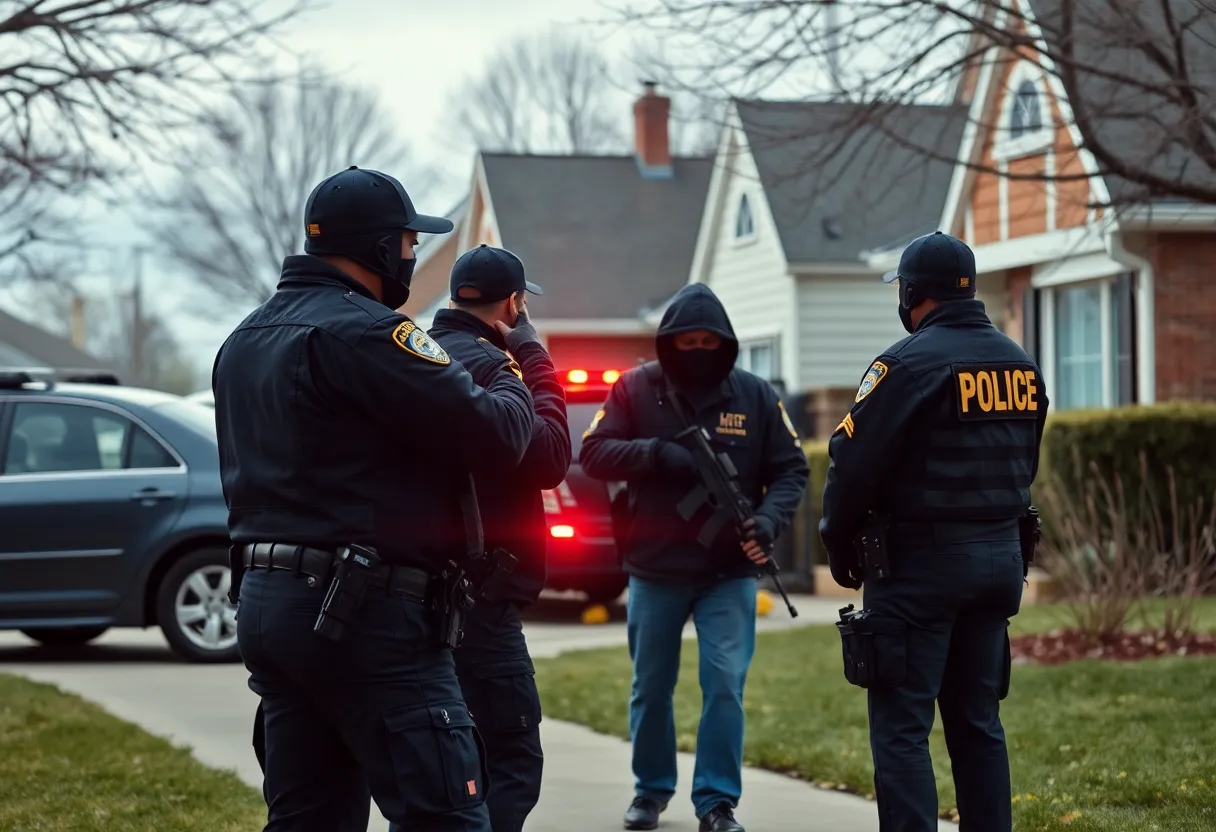 Law enforcement officers conducting a drug bust in Gaffney, SC.