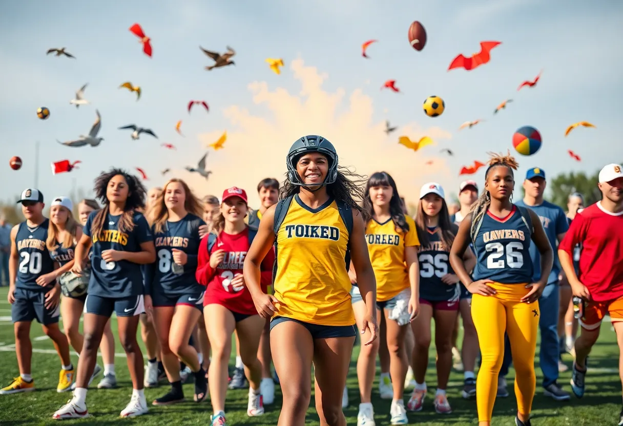Diverse college athletes representing Georgia universities in action