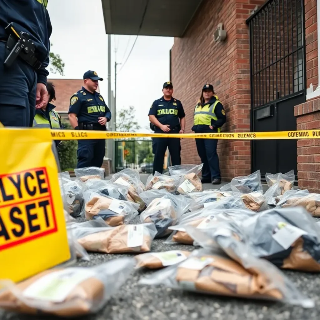 Police officers conducting a drug bust in Greenwood