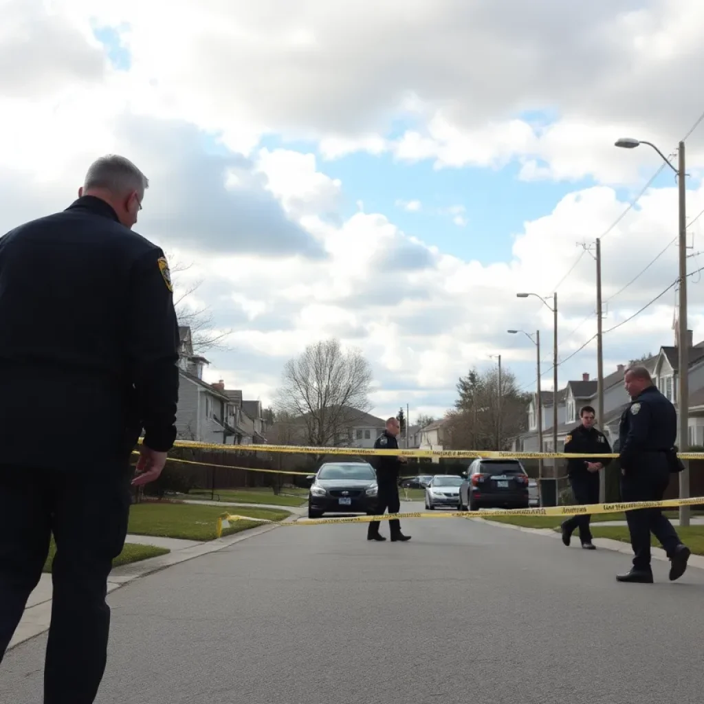 Police officers investigating a shooting scene in Greenwood