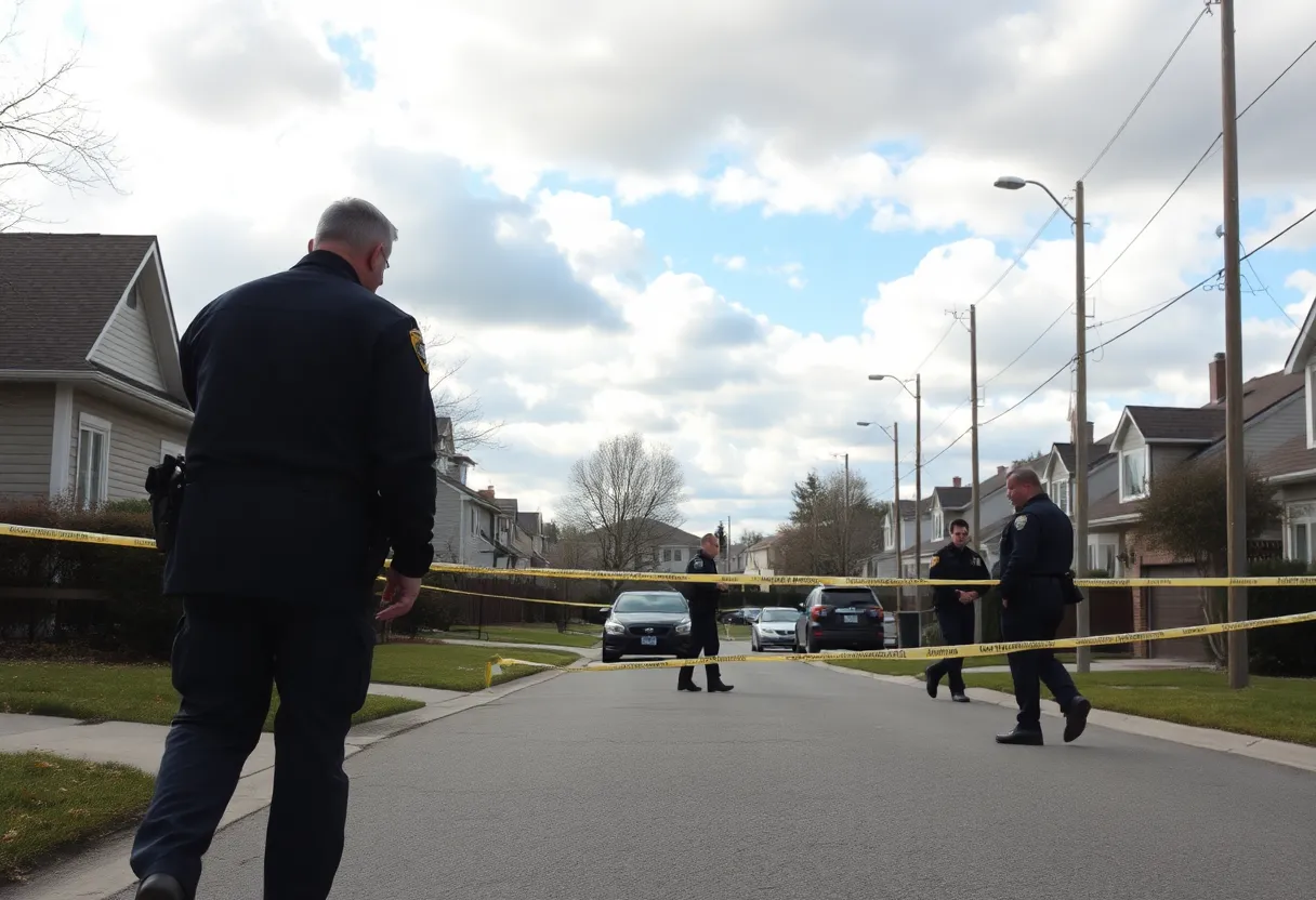 Police officers investigating a shooting scene in Greenwood