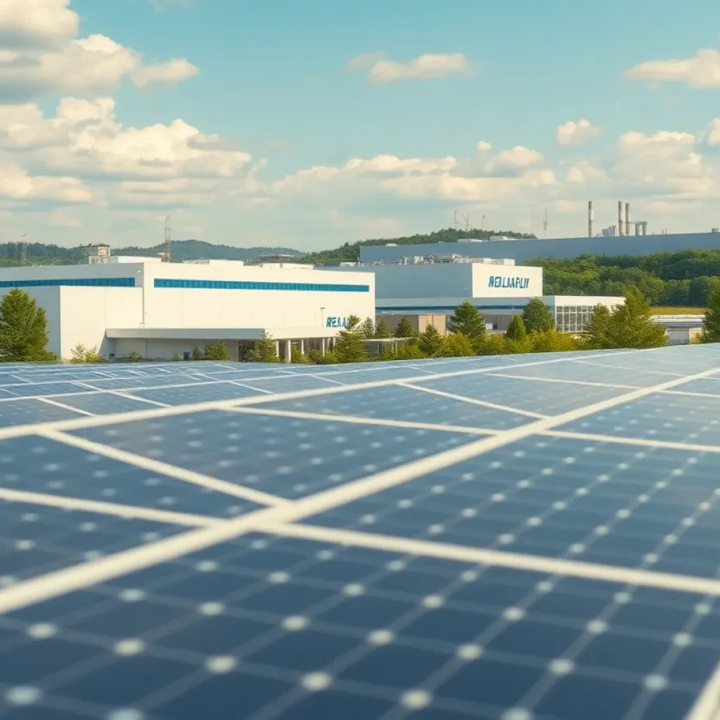 A view of the new solar manufacturing facility in Greenwood, South Carolina
