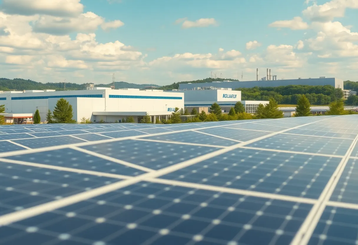 A view of the new solar manufacturing facility in Greenwood, South Carolina