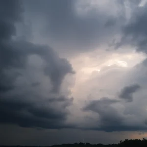 Dark storm clouds gathering over Greenwood County