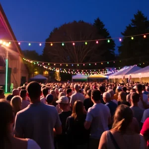 Outdoor concert in Greenwood with attendees enjoying live music.