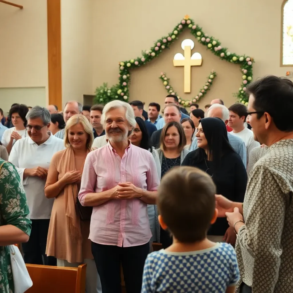Community gathering during Holy Week events at a church