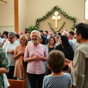 Community gathering during Holy Week events at a church