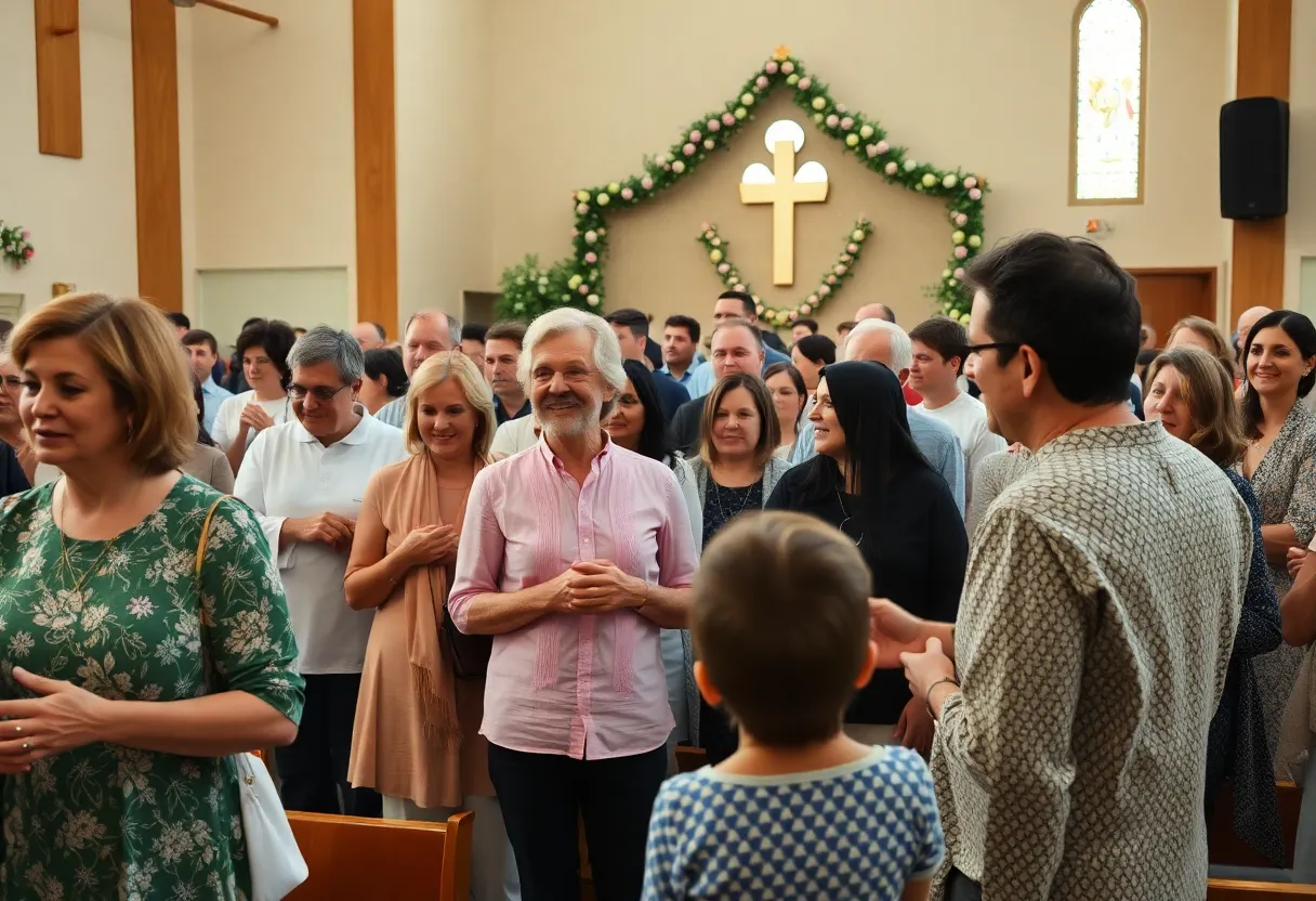 Community gathering during Holy Week events at a church