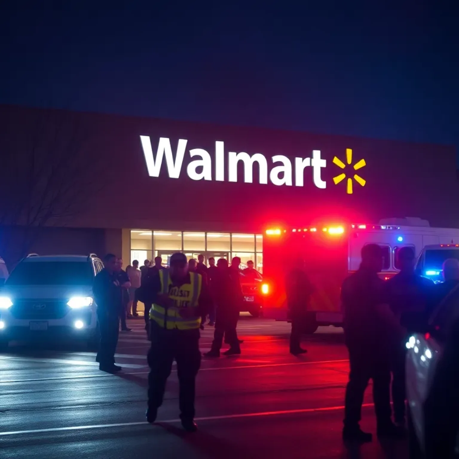 Police responding to a shooting incident outside Walmart in Lancaster, SC.