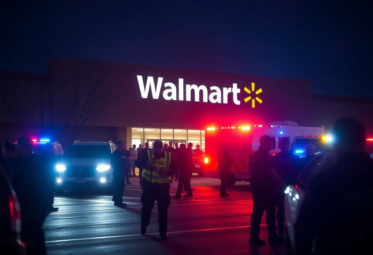 Police responding to a shooting incident outside Walmart in Lancaster, SC.