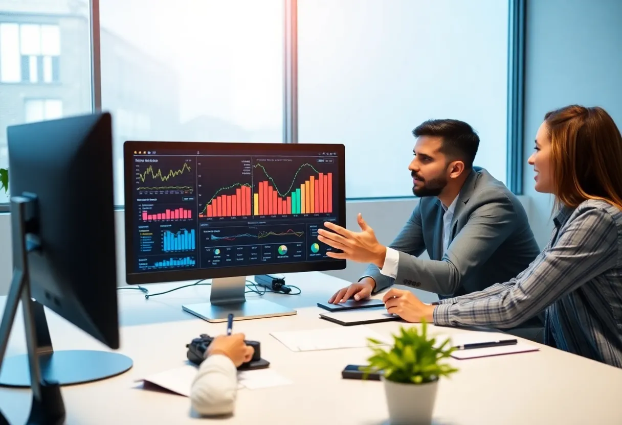 Team using predictive analytics for digital marketing strategies