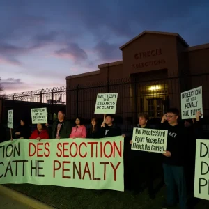 Protests outside the correctional facility against capital punishment