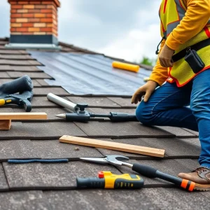 Diagram of roof replacement steps including inspection, budgeting, and installation.