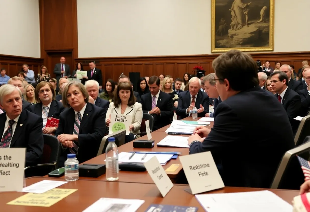 Senate committee hearing with intense discussions about public health leadership