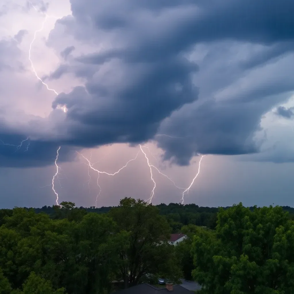 Severe thunderstorm cloud formation over Greenwood County