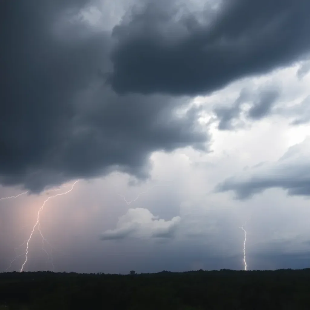 Thunderstorm clouds over Greenwood County