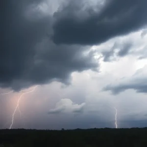 Thunderstorm clouds over Greenwood County