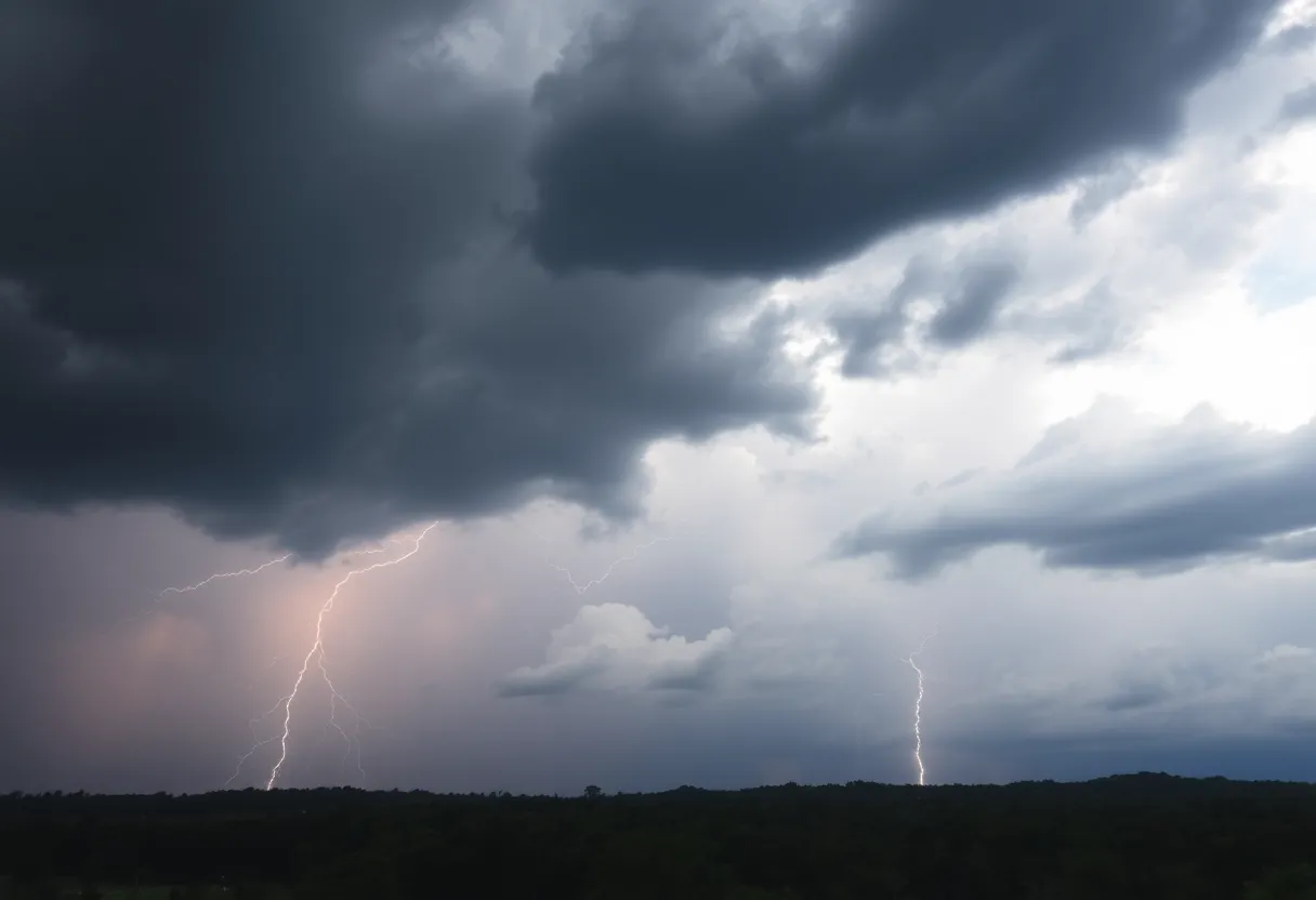 Thunderstorm clouds over Greenwood County