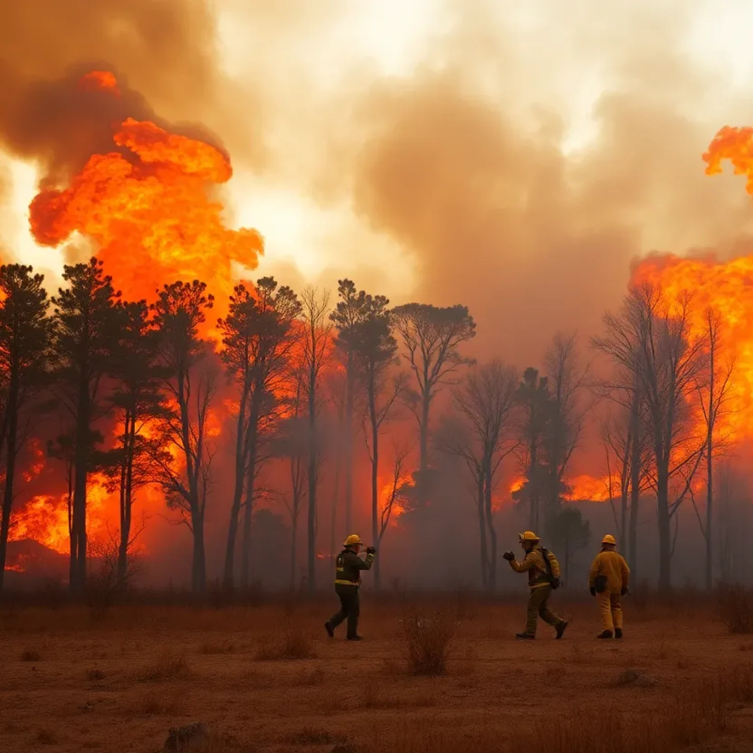 Firefighters combating wildfires in South Carolina