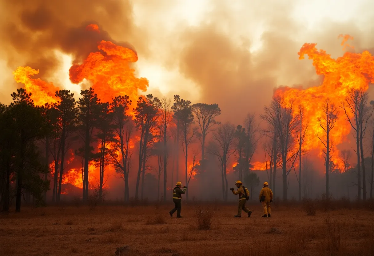 Firefighters combating wildfires in South Carolina