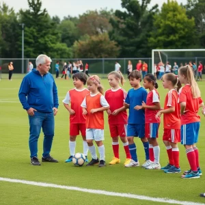 Vahjen family coaching a soccer team on the field