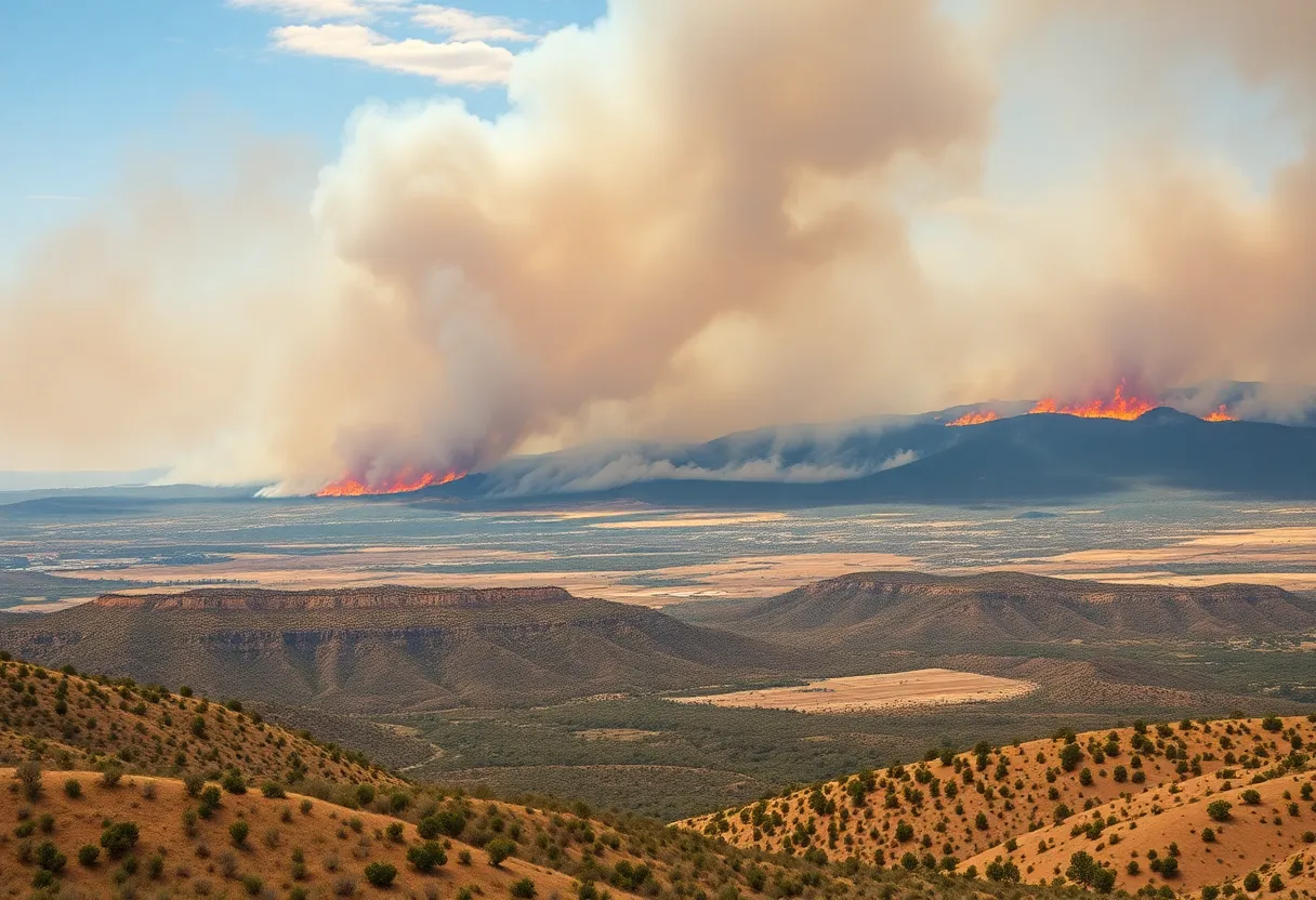 Wildfire smoke and flames in South Carolina