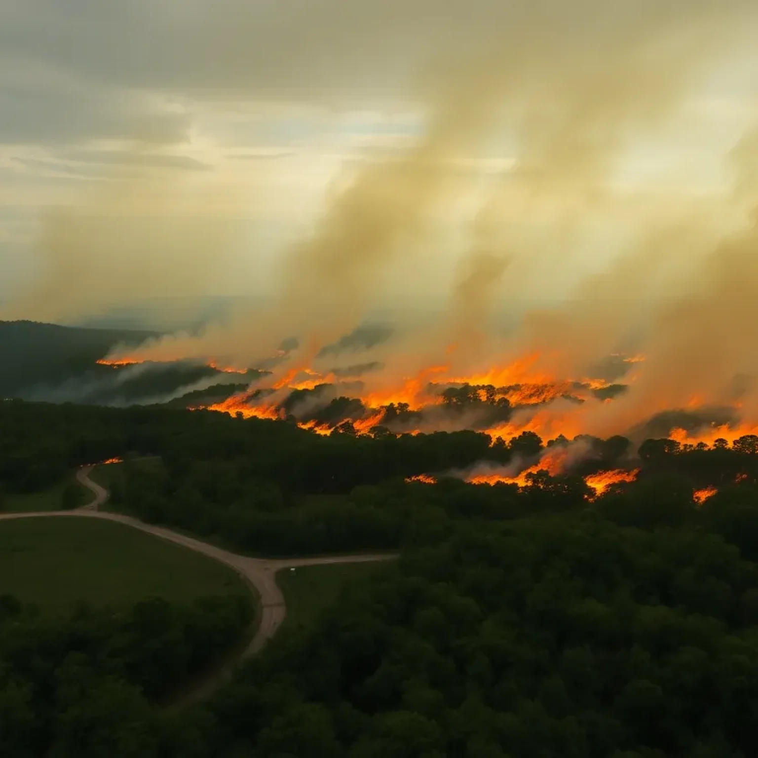 Wildfires burning in Greenville and Pickens counties with firefighters responding.