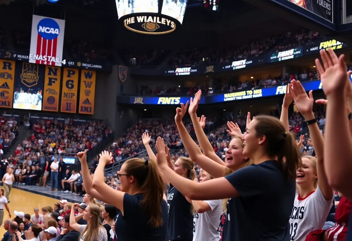 Fans cheering at the 2023 Women's NCAA Final Four in Tampa