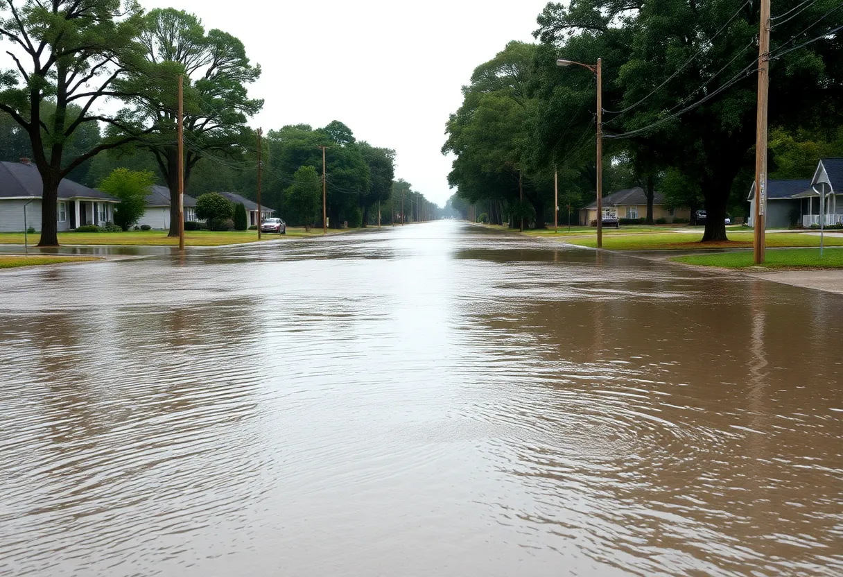 Flooded street in Abbeville, South Carolina