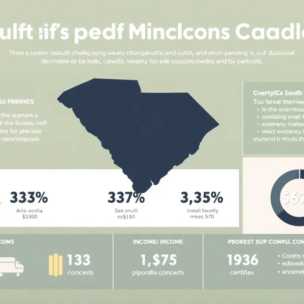 Infographic about ALICE households in South Carolina and their financial struggles.