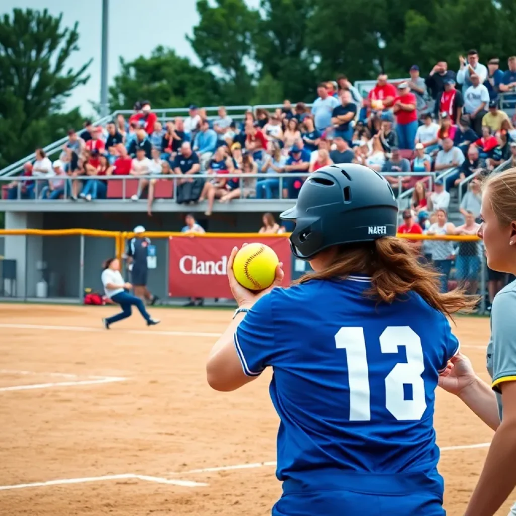 Augusta University softball team during a game