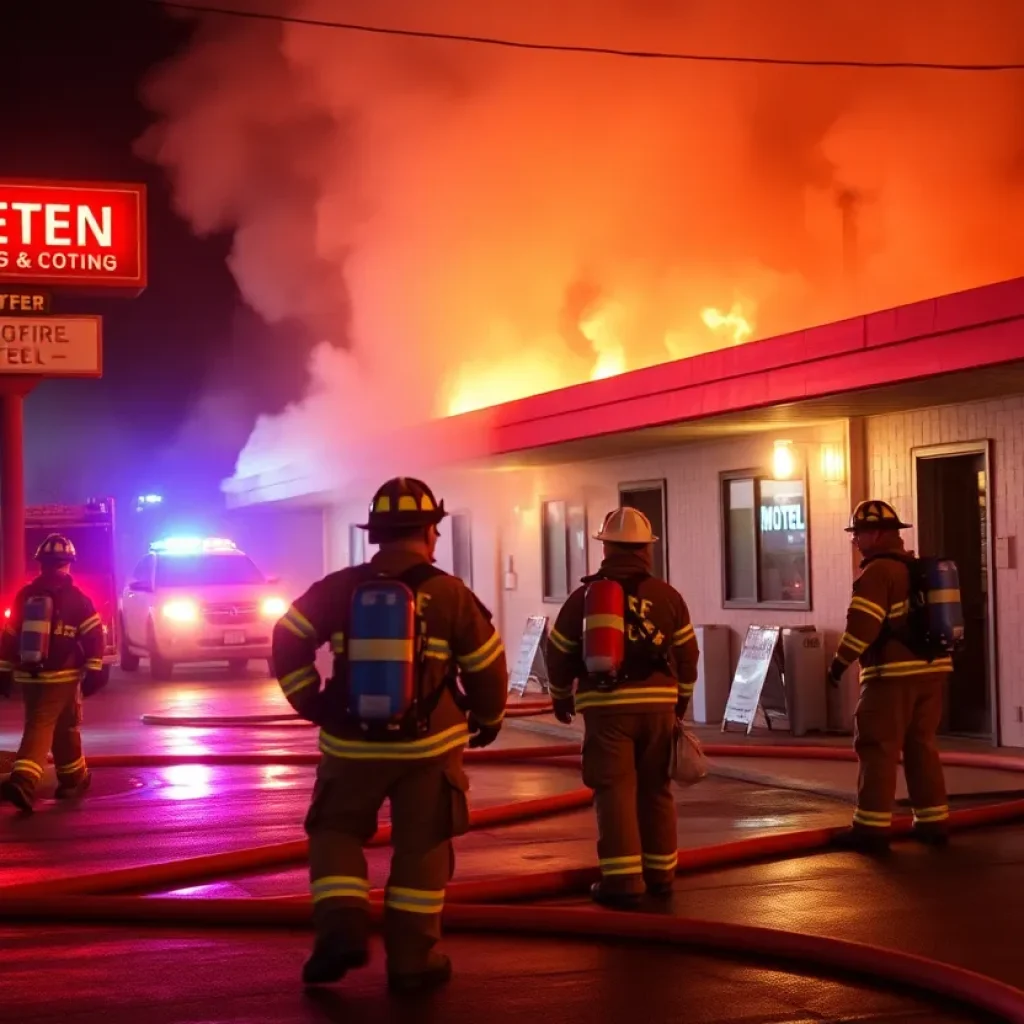Firefighters responding to a fire at Baymont Inn in Greenwood, SC
