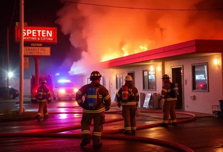 Firefighters responding to a fire at Baymont Inn in Greenwood, SC