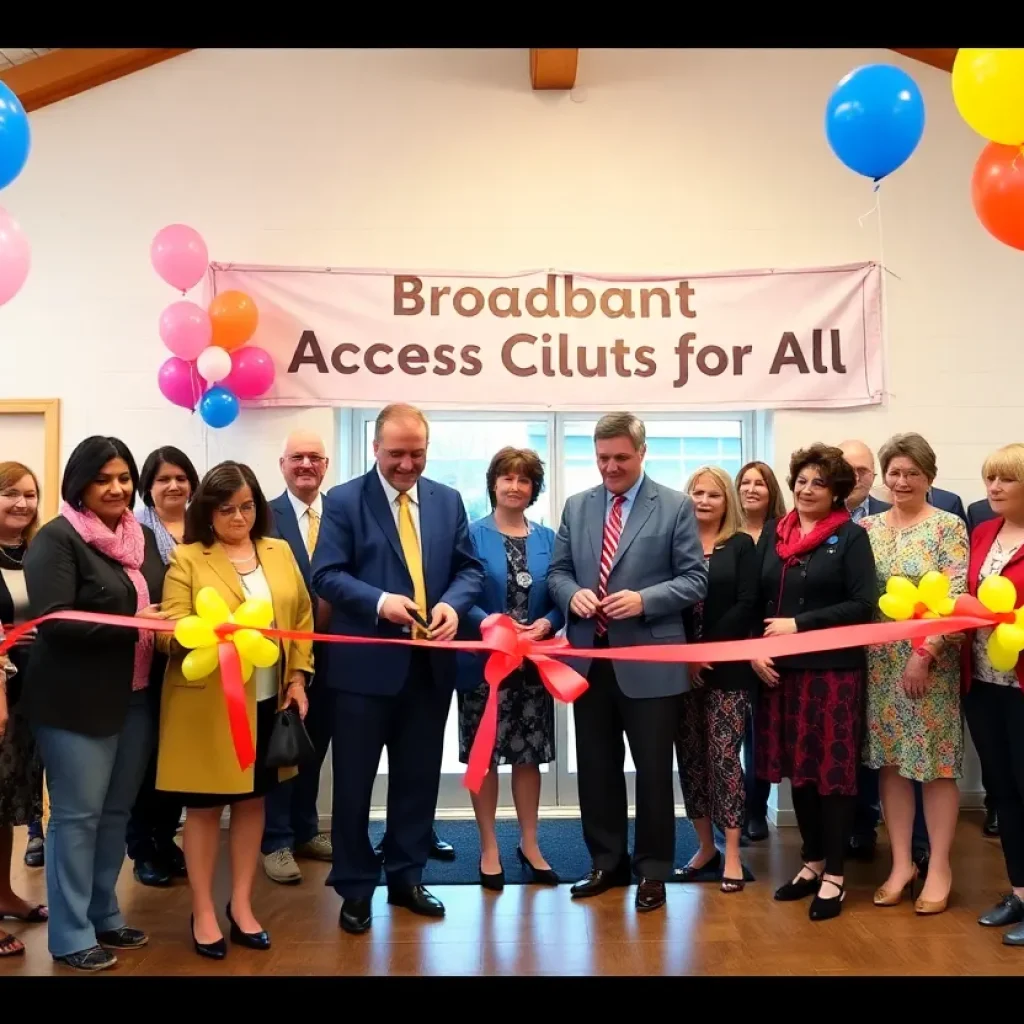 Ribbon-cutting ceremony celebrating broadband expansion in Greenwood County