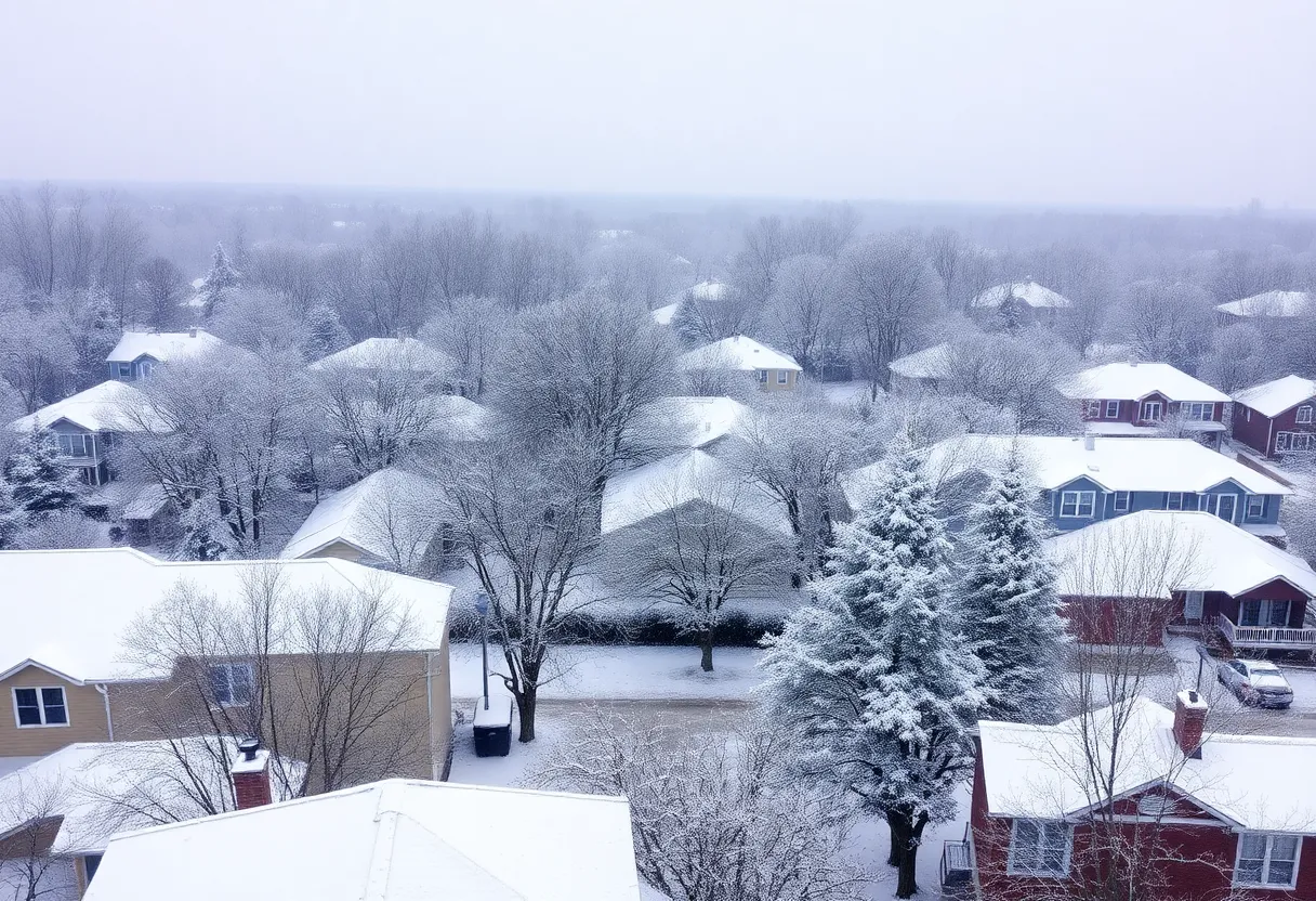 Snow-covered landscape in Columbia, SC