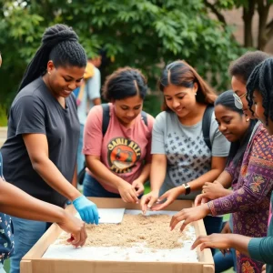 Community members working together on social initiatives