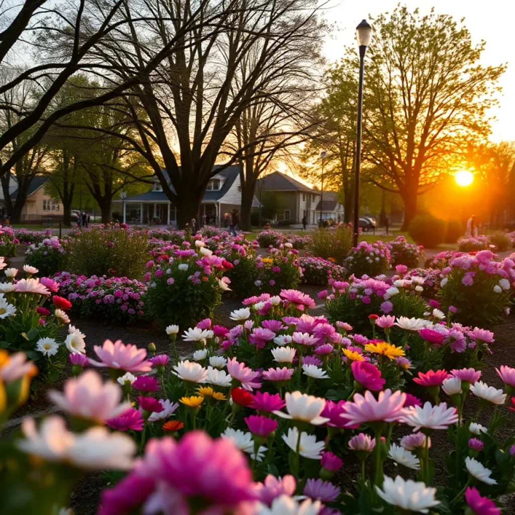 A tranquil community park symbolizing remembrance