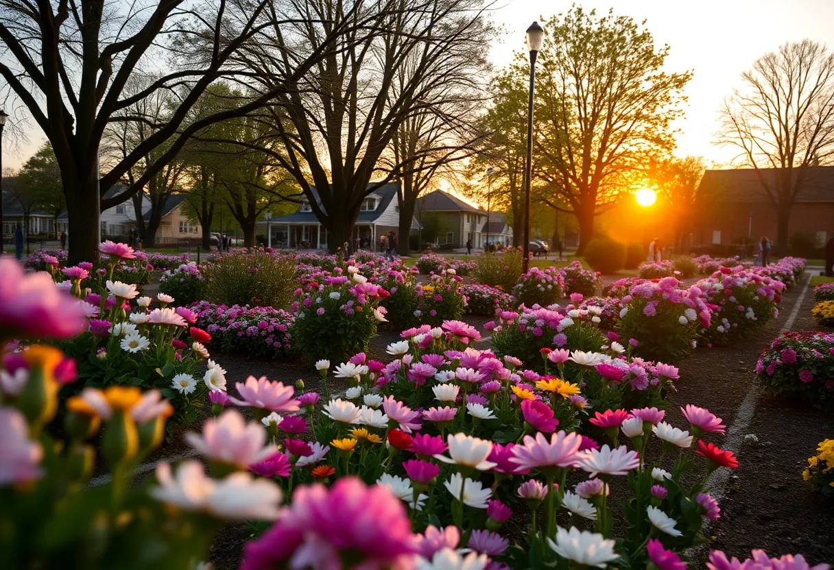 A tranquil community park symbolizing remembrance